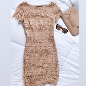 bebe Crochet Short Sleeve Boatneck Dress Size S